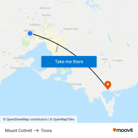 Mount Cottrell to Toora map
