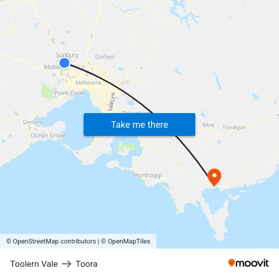 Toolern Vale to Toora map