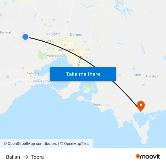 Ballan to Toora map