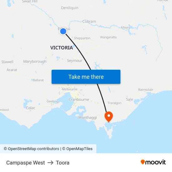 Campaspe West to Toora map