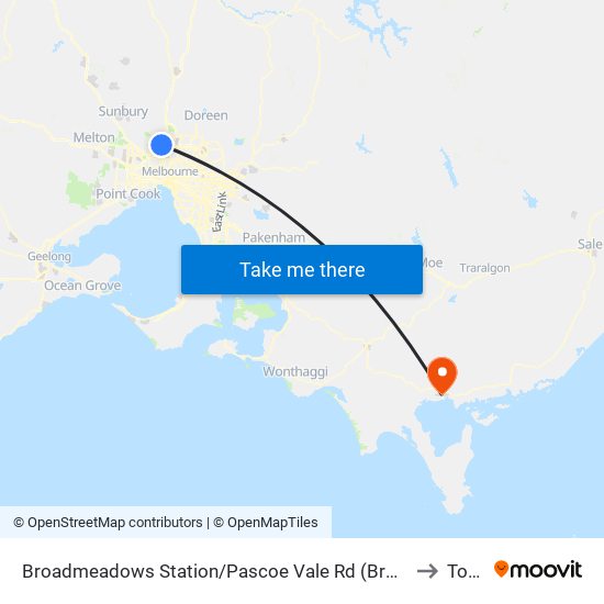 Broadmeadows Station/Pascoe Vale Rd (Broadmeadows) to Toora map