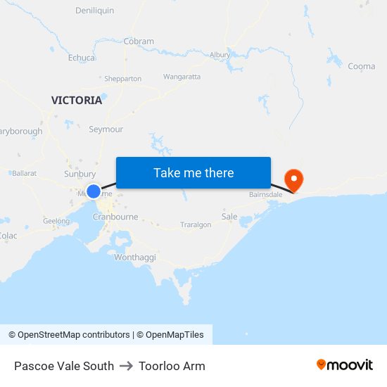 Pascoe Vale South to Toorloo Arm map