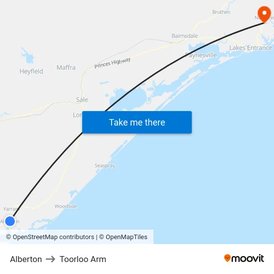 Alberton to Toorloo Arm map
