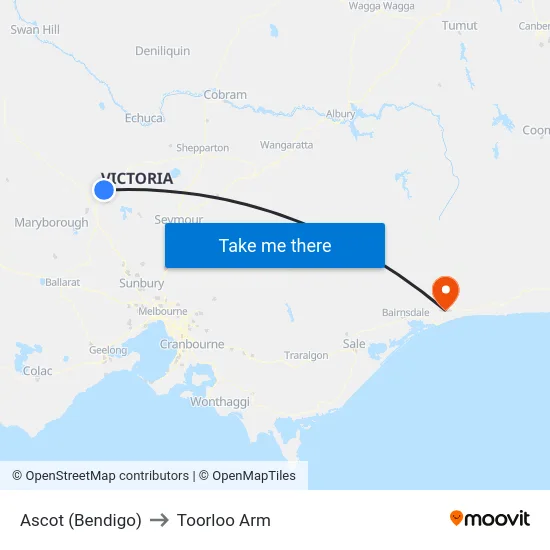 Ascot (Bendigo) to Toorloo Arm map