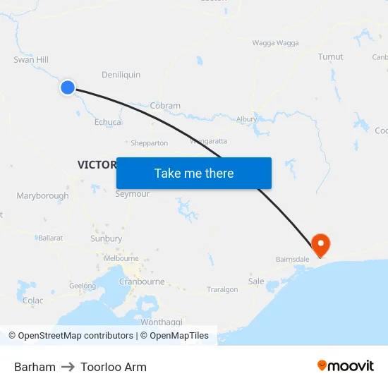 Barham to Toorloo Arm map