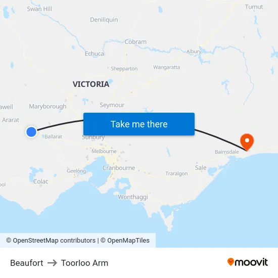 Beaufort to Toorloo Arm map
