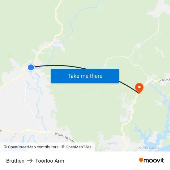 Bruthen to Toorloo Arm map