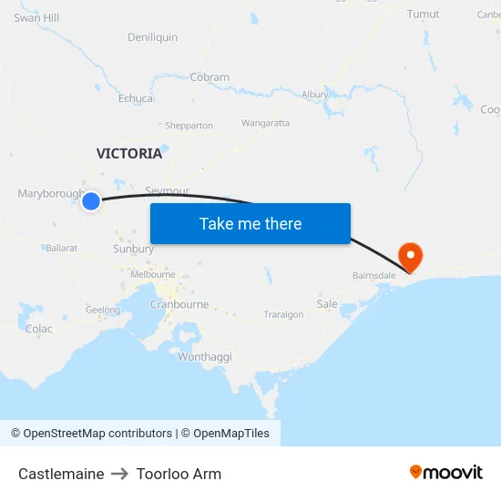 Castlemaine to Toorloo Arm map
