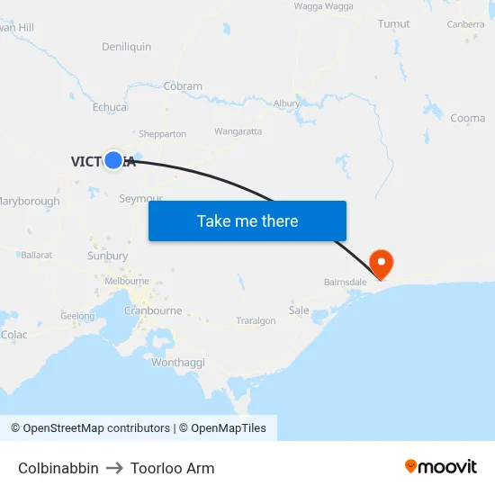 Colbinabbin to Toorloo Arm map