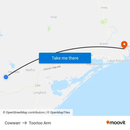 Cowwarr to Toorloo Arm map