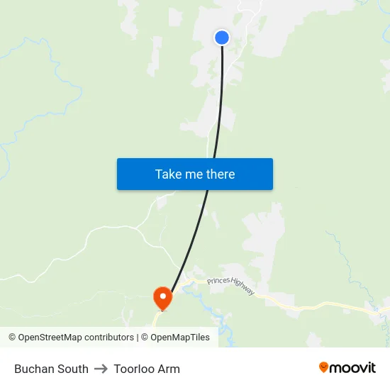 Buchan South to Toorloo Arm map