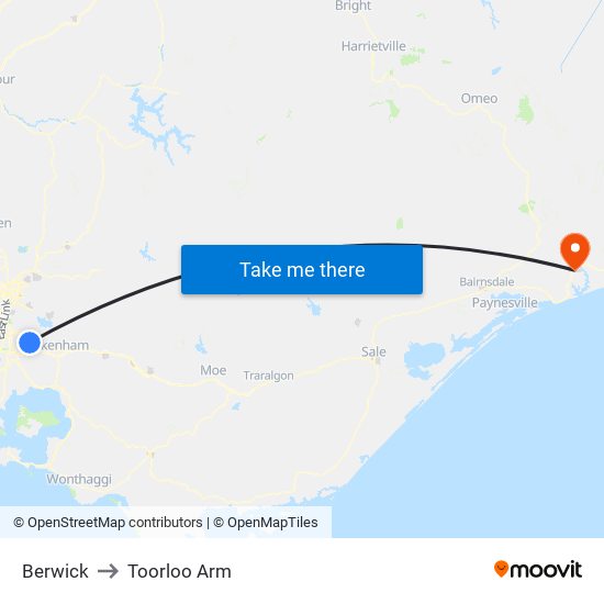 Berwick to Toorloo Arm map
