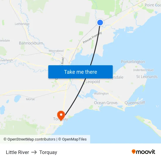 Little River to Torquay map