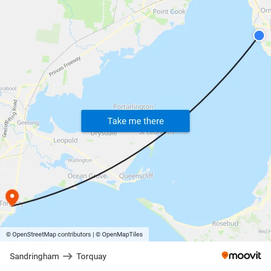 Sandringham to Torquay map