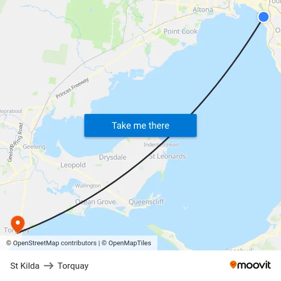 St Kilda to Torquay map
