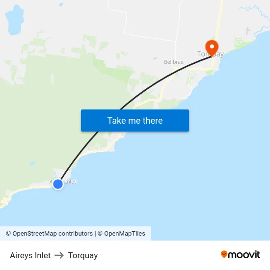 Aireys Inlet to Torquay map