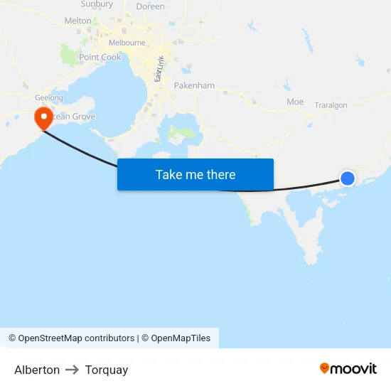 Alberton to Torquay map