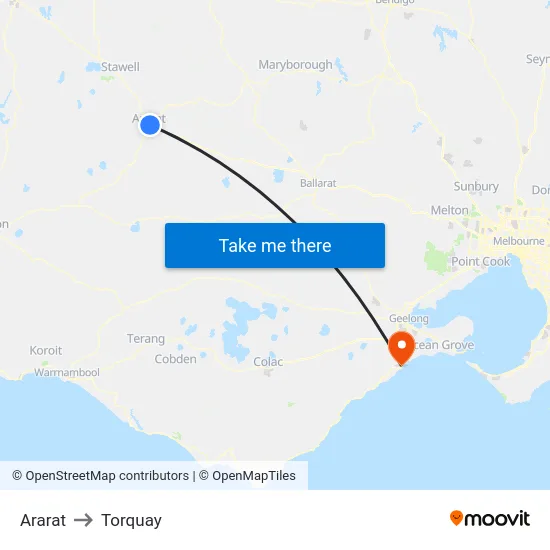 Ararat to Torquay map