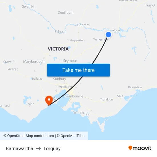 Barnawartha to Torquay map