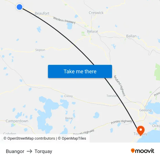 Buangor to Torquay map