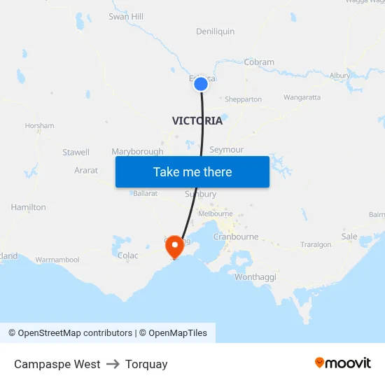 Campaspe West to Torquay map