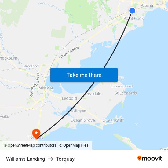 Williams Landing to Torquay map