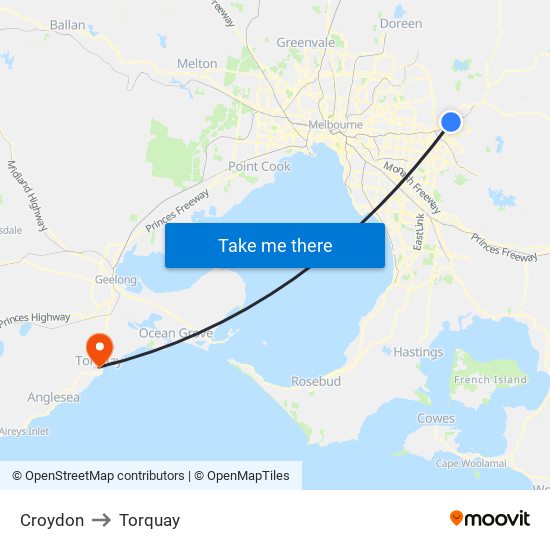 Croydon to Torquay map