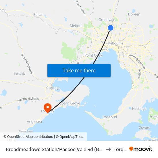 Broadmeadows Station/Pascoe Vale Rd (Broadmeadows) to Torquay map