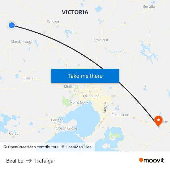 Bealiba to Trafalgar map