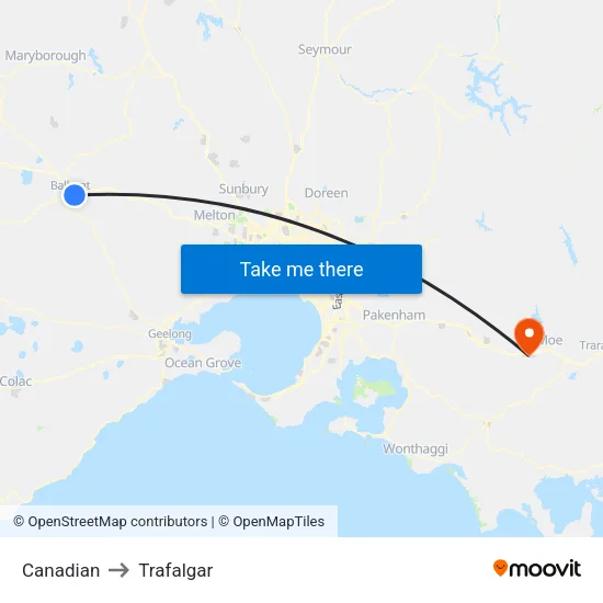 Canadian to Trafalgar map