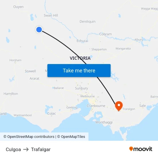 Culgoa to Trafalgar map