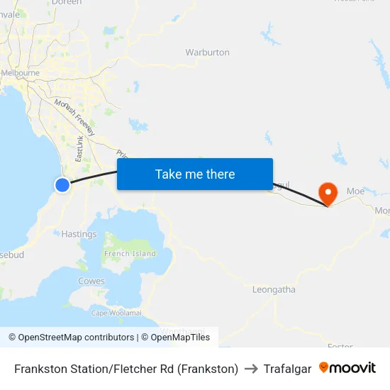 Frankston Railway Station/Fletcher Rd to Trafalgar map