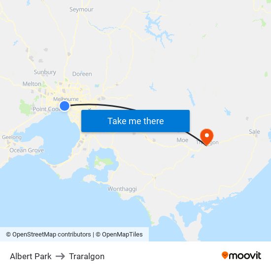 Albert Park to Traralgon map