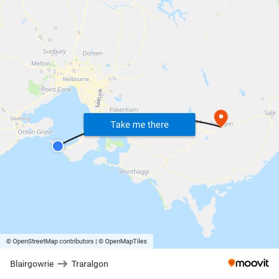 Blairgowrie to Traralgon map