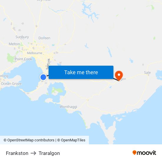 Frankston to Traralgon map