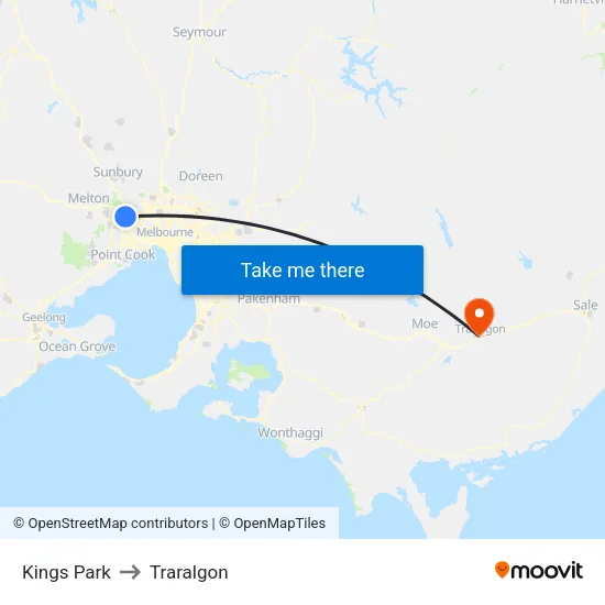 Kings Park to Traralgon map