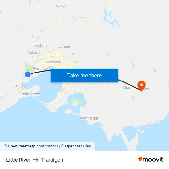 Little River to Traralgon map