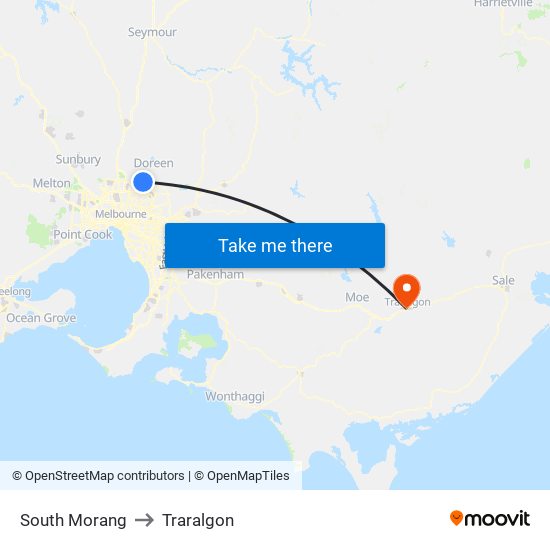 South Morang to Traralgon map