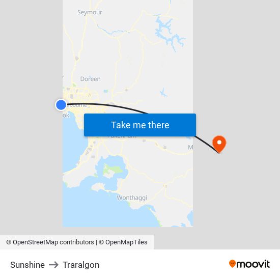 Sunshine to Traralgon map