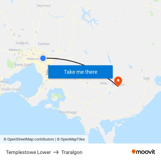 Templestowe Lower to Traralgon map