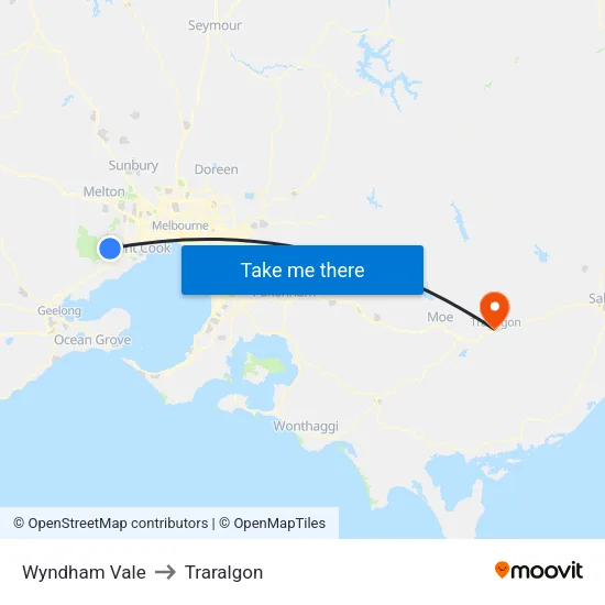 Wyndham Vale to Traralgon map