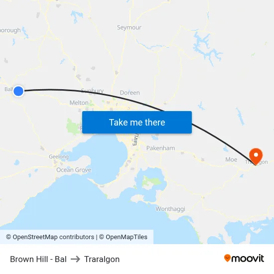 Brown Hill - Bal to Traralgon map