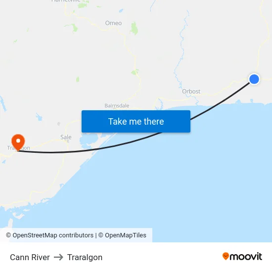 Cann River to Traralgon map
