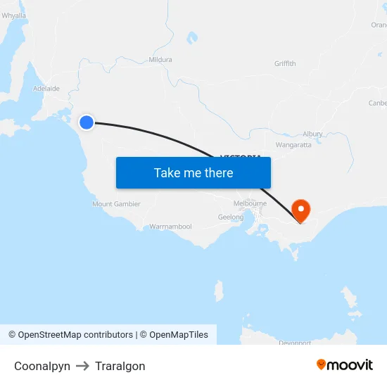 Coonalpyn to Traralgon map