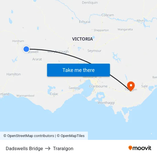 Dadswells Bridge to Traralgon map