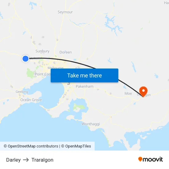 Darley to Traralgon map