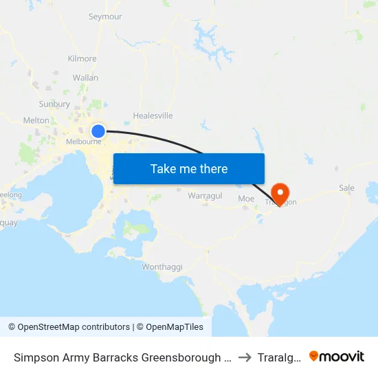 Simpson Army Barracks Greensborough Hwy to Traralgon map