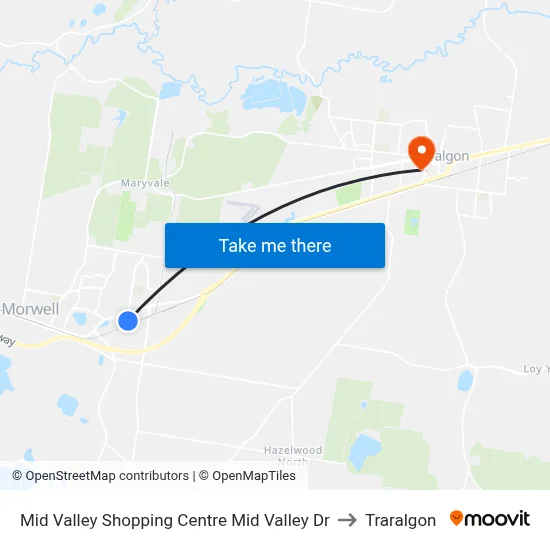 Mid Valley Shopping Centre Mid Valley Dr to Traralgon map