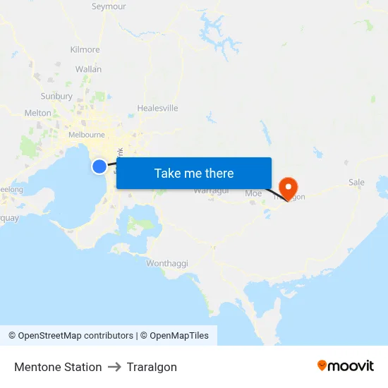 Mentone Station to Traralgon map