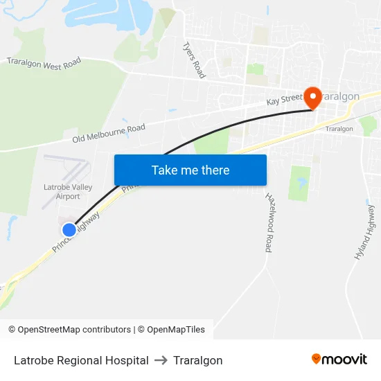 Latrobe Regional Hospital to Traralgon map